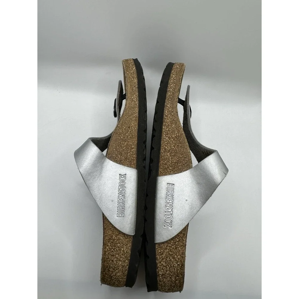 Birkenstock Gizeh Women's Sandals‎ Metallic Silver Size 38EU 7 Flip Flops Shoes